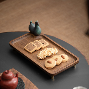 Walnut Wood <b>Tea</b> <b>Tray</b> Tang Dynasty Style Solid Wood Serving Platter For <b>Tea</b> Ceremony And Dessert Presentation - Product Image 3