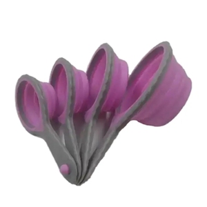 <span class=keywords><strong>4</strong></span> cái có thể gập lại Silicone đo ly và thìa nhựa xử lý có thể thu vào đo <span class=keywords><strong>cup</strong></span> <span class=keywords><strong>4</strong></span> cái Bộ - Product Image 2