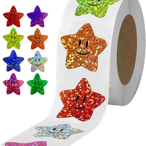 Etiquetas Adhesivas de Papel Sintético Resistentes al Agua y al Aceite con Diseño de Estrellas, para Decoración de Tarjetas Fotográficas y Embalaje de Supermercados - Product Image 3