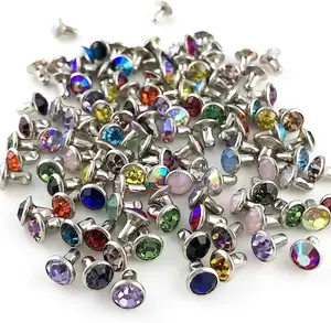 Clou en cristal diamant coloré, strass, clous à rivets en alliage, vente directe d'usine, pièces