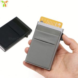 Minimalist Slim <b>Metal</b> <b>Wallet</b> With Button Closure Rfid Blocking Lycra Pocket for Id and Money Credit Card Holder - Product Image 3