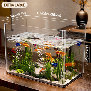Acuario Rectangular sin Borde, Tanque Transparente de Plástico PET para <span class=keywords><strong>Peces</strong></span> Betta y Goldfish, Acuario de Escritorio para Oficina - Product Image 4