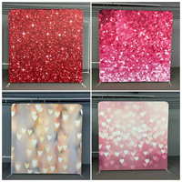 Backdrop Aluminium 8*8ft Laris Manis, Cetak Sublimasi CMYK, Tema Hari Valentine, Stand Kain untuk Photo Booth