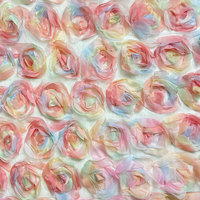 2024 mode personnalisé Polyester doux léger coloré dentelle Roses motif broderie tissu Rosette tissu pour robe de mariée