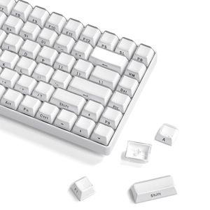 Teclas de cristal blanco grabadas lateralmente con textura de gelatina para teclado mecánico con interruptores cruzados - Product Image 1