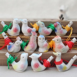 Joli sifflet d'oiseau en porcelaine émaillée cinq couleurs, motif oiseau aquatique, mini ocarina pour enfants, jouet musical, pendentif artisanal minimaliste - Product Image 2