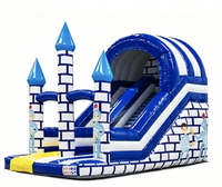 Château gonflable commercial avec toboggan, thème chevalier médiéval pour enfants, idéal pour la location événementielle