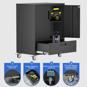 आधुनिक डिजाइन आयरन कैबिनेट 2-डोर मोबाइल स्टोरेज टूल कार्ट 4-व्हील भारी शुल्क वाणिज्यिक सैलून ट्रॉली जिम - Product Image 6