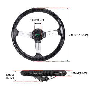 Volante de acrílico de 14 pulgadas (345 mm) estilo carreras con 3 radios para modificación de automóviles - Product Image 2