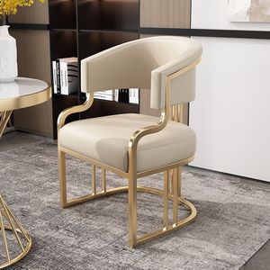 Poltrona di Lusso in Stile Nordico, Sedia Imbottita in Pelle per Salone di Bellezza, Studio di Trucco, Arredamento Lounge con Base in Metallo - Product Image 3