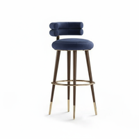 Tabouret de bar moderne et élégant en bois massif, cuir noir et or, pivotant, pour bar à domicile, café extérieur, design contemporain, salle à manger haut de gamme