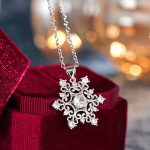 Collar con Colgante de Copo de Nieve Texturizado para Mujer, Estilo Vintage, Collar con Dije Festivo, Joyería de Moda, Regalo para Uso Diario - Product Image 1