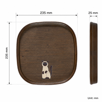 Plateau de service carré en bambou naturel avec motif chat mignon, écologique, durable, anti-moisissure, pour le thé et le petit-déjeuner (vente en gros)