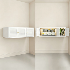 Casier mural en acier peu encombrant avec portes texturées 3D, armoire supérieure modulaire en métal, unité personnalisable à 2/3 portes pour petits appartements - Product Image 2