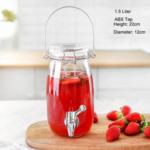 Jarra de Vidrio Flint Hermética de Gran Capacidad de 1500 ml para Jugos <span class=keywords><strong>y</strong></span> Bebidas, Jarra de Vino de 2L para Sangría con Grifo, Jarra de Vino de Frutas de 3L con <span class=keywords><strong>Grifos</strong></span> - Product Image 5
