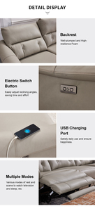 Manwah Cheers Điện 3 + 1 Da Thiết Lập Sofa Đồ Nội Thất Phòng Khách Ngả Sofa Couch Set - Product Image 4