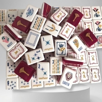 Tuiles de Mahjong en Acrylique Style Américain, Emballage Boîte, Lettres et Chiffres Anglais, pour Partie Décontractée et Amusante, Idéal pour l'Export