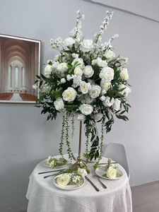 A-<span class=keywords><strong>1965</strong></span> Nueva Bola de Flores de Seda de 80cm con Rosas y Flores de Cerezo, Decoración para Mesa de Boda, Centro de Mesa Artificial con Bola de Flores Grandes Blancas - Product Image 3