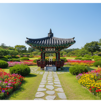 Kit de pavillon en bois de style chinois rouge vermillon personnalisé, gazebo traditionnel en bois d'inspiration asiatique avec frise en treillis et bancs intégrés