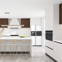 Meubles de cuisine designs modernes prêts à assembler Armoires de cuisine maison avec îlot