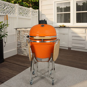 AUPLEX Pizza <span class=keywords><strong>Barbecue</strong></span> 21 pouces Orange <span class=keywords><strong>Barbecue</strong></span> Kamado d'extérieur Camping <span class=keywords><strong>Chef</strong></span> en acier avec pierre de cuisson, <span class=keywords><strong>fumoir</strong></span> intérieur sans fumée, télécommande - Product Image 2