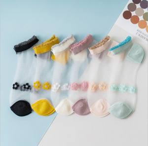 Chaussettes d'été invisibles à ouverture peu profonde pour femmes, 2020, nouveauté, version coréenne pour étudiantes, petits <span class=keywords><strong>bas</strong></span> transparents en verre de marguerite - Product Image 1
