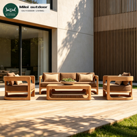 Ensemble de canapés d'extérieur en teck moderne, ensemble de canapés pour appartement, jardin, villa, terrasse, résistant à l'eau, mobilier de patio toutes saisons