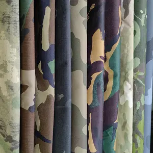 Supplier Cheap Blend Print, Plain Woven 110*76 65% Polyester 35% Cotton Green Camouflage Breathable Ripstop Fabric/