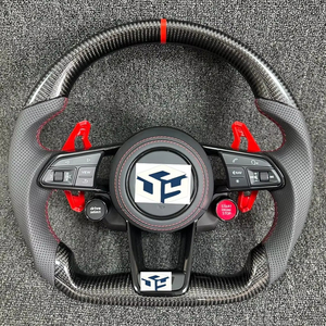 Volante Deportivo S-Line con Botón de Arranque, en Alcántara y Carbono, para Audi Q8, SQ8, A3, A4 B9, A5 B8, A6 C7, A7, <span class=keywords><strong>S3</strong></span>, S4, RS3, RS5, RS7, RS6, C8 - Product Image 1