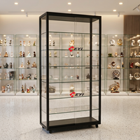 Vitrines Modernes Personnalisées à Vision Panoramique Écologiques pour Objets Métalliques en Verre Trempé avec Éclairage LED et Verre Verrouillable