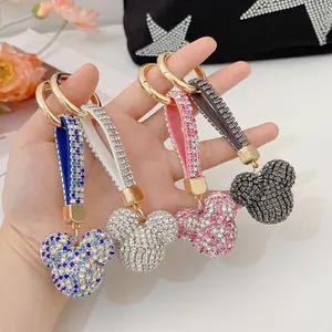 Full Ball Kristall Schlüssel bund Strass Lederband Hochwertige Handtasche Geldbörse Tasche Anhänger Charm Schlüssel ring für Auto Schlüssel anhänger