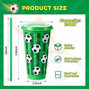 Promotional Discounted 24oz <b>Reusable</b> Plastic Straw <b>Cup</b> with Football-themed Pattern Eco-friendly Direct Drinking Back to School - Product Image 4