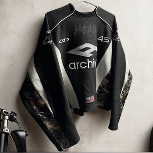 T-Shirt <span class=keywords><strong>Oversize</strong></span> <span class=keywords><strong>Vintage</strong></span> con Ricamo 3D Personalizzato, Manica Lunga, Stile Patchwork con Collo Rotondo, Ispirazione Calcio - Product Image 4