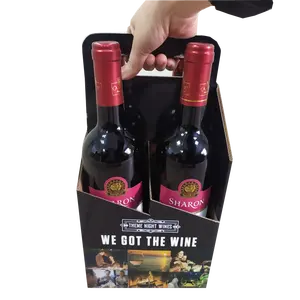 Custom Logo Cardboard 2/4/6 Pack Wine Box Carrier Wholesale Cheap Portable Handle Corrugated Paper Packaging Bottle Beer Carrie