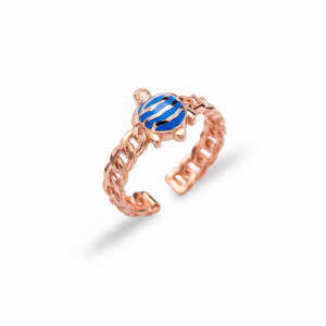 Blue Enamel Turtle Design <b>Adjustable</b> <b>Ring</b> Turkish Handmade Wholesale 925 Silver Sterling Jewelry - Product Image 2