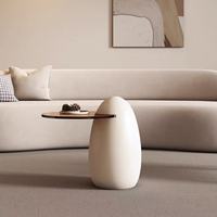 Cremeweißes Rundes Couchtisch-Set mit Katzenpfoten-Design aus FRP Fiberglas, Moderner Minimalistischer Wohnzimmer-Mitteltisch