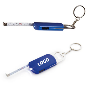 Custom Logo Promotion Gift Small Beer Bottles Opener Keychain LED Keychain Flashlights 1M/3FT Tape Measure Batteries Included