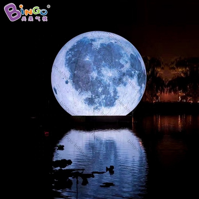 PVC Large Inflatable Lighting Planet Ball Model Advertising Giant Inflatable Moon Balloon with LED Light for Party Decoration