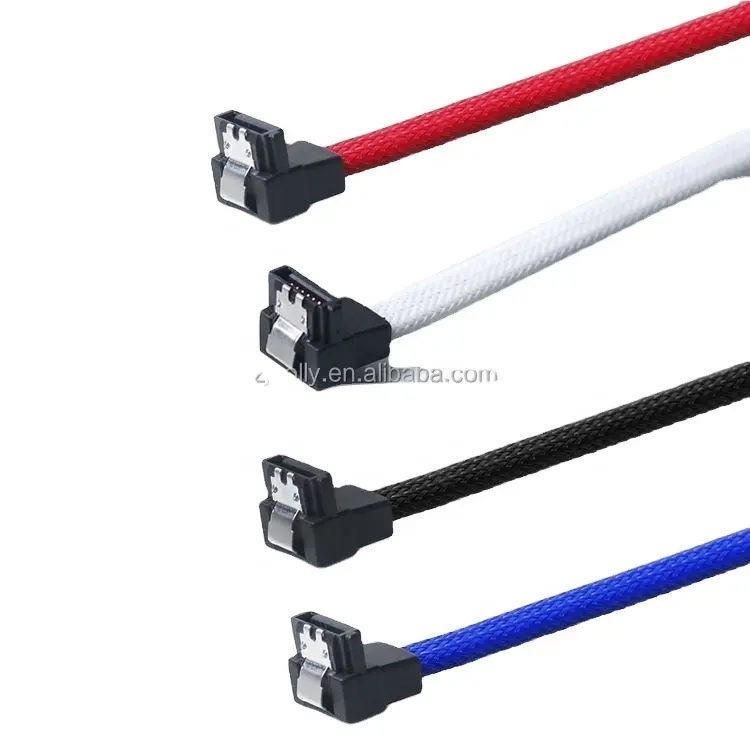 SATA 3.0 III SATA3 7pin Data Cable 6Gb/s Right Angle Cables HDD Hard Disk Drive Cord line with Nylon Premium Sleeved 50CM