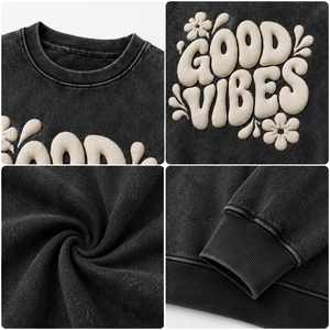 Sweat-shirt personnalisé avec impression en relief, 80% coton, 20% polyester, molleton brossé, impression 3D en mousse, col rond, streetwear, marque privée, fabrication en usine - Product Image 3