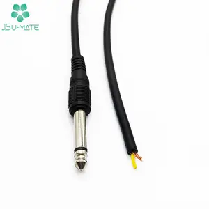 Yüksek kaliteli siyah PVC PU TPE Jack örgülü tel 6.35mm ses Aux Stereo kablosu Mono kablo