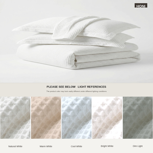 Juego de Funda Nórdica de Lujo Moderna 100% Algodón con Textura Waffle 180T, Ropa de Cama con Rejilla 3D Transpirable, Absorbente y Ecológica, Calidad de Hotel - Product Image 6