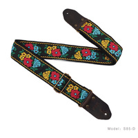 Nouveau Style Ethnique Vintage Exquis Jacquard Broderie Cuir Premium Sangle de Guitare