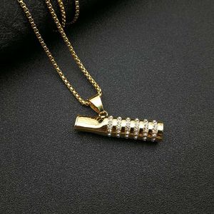 Collar con colgante de acero de titanio con diseño de cigarrillo y pavé de diamantes para hombre, joyería de fiesta, acero inoxidable, oro, plata - Product Image 3
