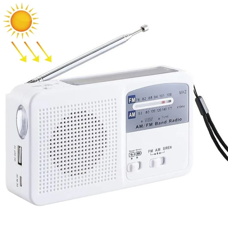 Rádio solar de emergência portátil, rádio solar de emergência com carregador de telefone e tocha de led