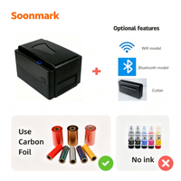 Imprimante à ruban satiné à transfert thermique 4 pouces 300 DPI avec coupeur automatique pour ruban, étiquettes de vêtements, emballage cadeau