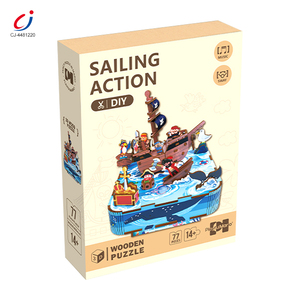Chengji bois boîte à musique jouet <span class=keywords><strong>bateau</strong></span> Pirate Montessori bricolage assemblé cadeau éducatif jouets d'apprentissage <span class=keywords><strong>3d</strong></span> Puzzles en bois - Product Image 5