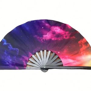 Personalized Large Small Big Woven Plastic Wooden Bamboo Fans Chinese Folding Custom Hand Fan for Wedding - Product Image 1