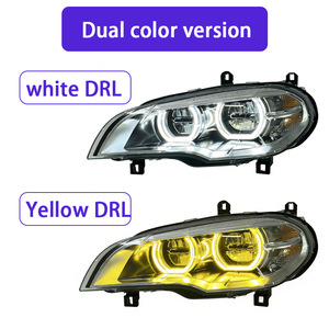 Per BMW X5 E70 2008-2013 Gruppo <span class=keywords><strong>Fari</strong></span> LED <span class=keywords><strong>Angel</strong></span> Eye con Lente Proiettore Bicolore DRL e Luci Diurne - Product Image 2
