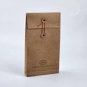 Enveloppe en papier <span class=keywords><strong>kraft</strong></span> écologique personnalisée avec fermeture à bouton et cordon - Product Image 1